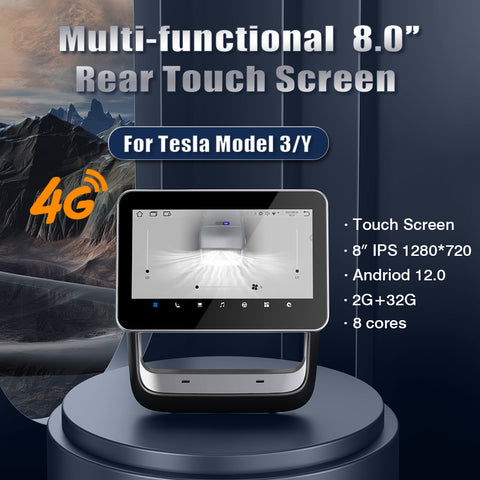 VJOYCAR Real Passenger Display 8'' Large Touch Screen Entertainment Carplay Andriodauto Seat Adjustment for Tesla Model 3 Y