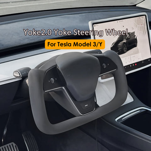 VJOYCAR Hottest Yoke Steering Wheel Handle With Heating Steering With Scroll Yoke 2.0 for Tesla Model 3 Y