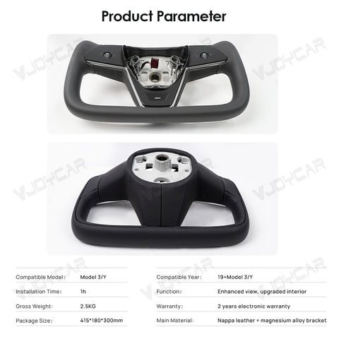VJOYCAR Hottest Yoke Steering Wheel Handle With Heating Steering With Scroll Yoke 2.0 for Tesla Model 3 Y
