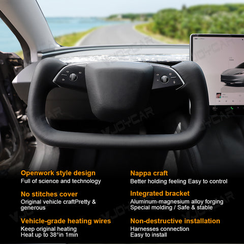 Yoke2.0 New Gen2 355mm Tesla Floating Yoke Handle Heating Cable for New Model Y Juniper and Model 3 Highland