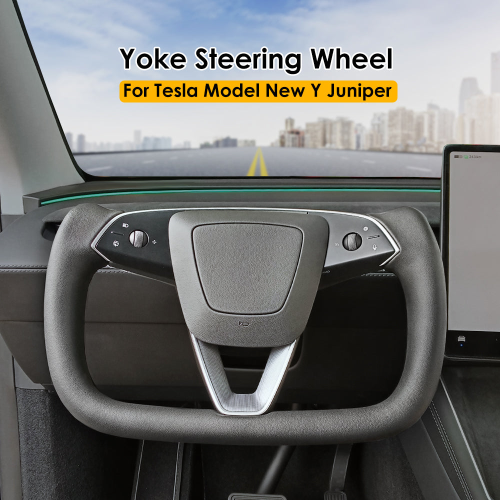 For 2025 Tesla Model Y Juniper New Yoke Steering Wheel With Heating 350mm Retrofit Replacement