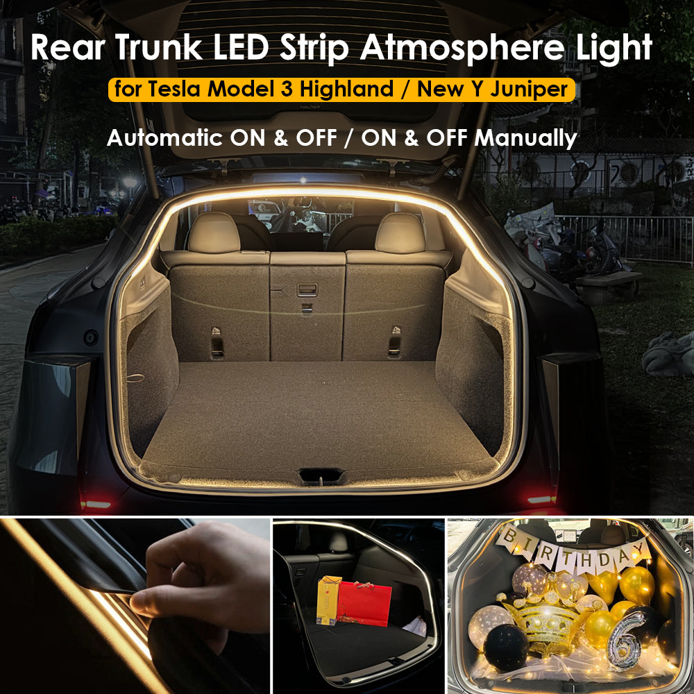 for 2025 Tesla Model Y Juniper Trunk Ambient Light LED Strip Lamps Upgrade Model 3 Highland