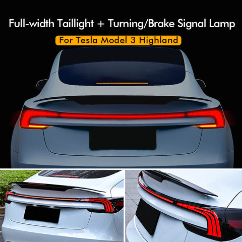 for Tesla Model 3 Highland Full Width Taillight Rear LED Lamp Brake Light Turning Signal Lights Uprade