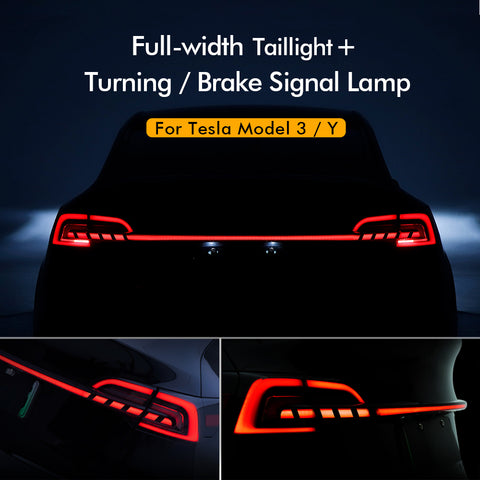 for Tesla Model Y Model 3 Full Width Taillight Rear Lamp Brake Light Turning Signal Lights Model S Style