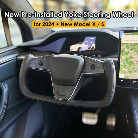 New For Tesla Model X Model S Yoke Steering Wheel Pre-built Scroll Button Heating Cable Panel Horn Cover