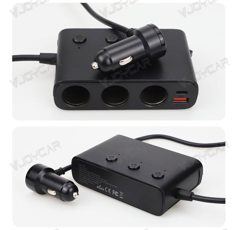 For Tesla Model 3 Model Y New 1 to 3 Car Charger Splitter Cigarette Lighter Adapter Car Cigarette Lighter Socket Splitter with Switch