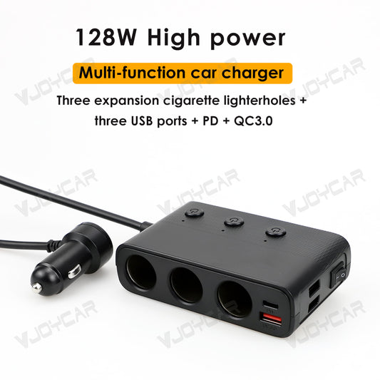 For Tesla Model 3 Model Y New 1 to 3 Car Charger Splitter Cigarette Lighter Adapter Car Cigarette Lighter Socket Splitter with Switch