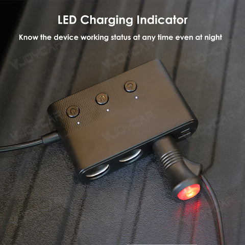 For Tesla Model 3 Model Y New 1 to 3 Car Charger Splitter Cigarette Lighter Adapter Car Cigarette Lighter Socket Splitter with Switch