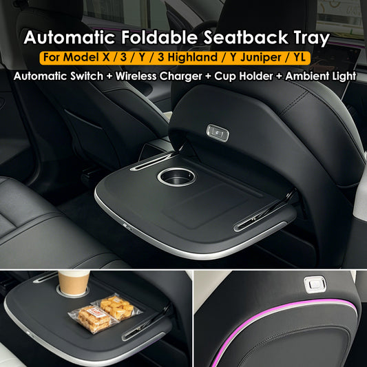 For Tesla Model 3 Y YL X Seat Back Foldable Table Tray Option Electric Auto Fold Colorful Ambient Light