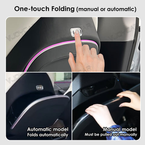 For Tesla Model 3 Y YL X Seat Back Foldable Table Tray Option Electric Auto Fold Colorful Ambient Light