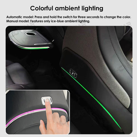 For Tesla Model 3 Y YL X Seat Back Foldable Table Tray Option Electric Auto Fold Colorful Ambient Light