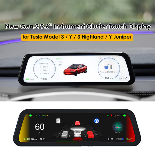 9.6inches Instrument Display for Tesla Model Y 3 Blind Spot Reminder OTA Upgrade New Model 3 Highland New Y Juniper Dashboard