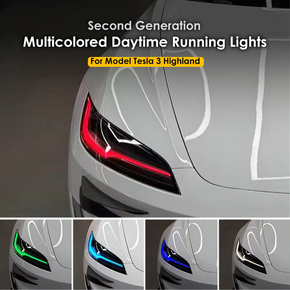 For Tesla Model 3 Highland 2023+ Headlight Daytime Running Light Updated Colorful Lights GT Racing DRL LED Module Upgrade