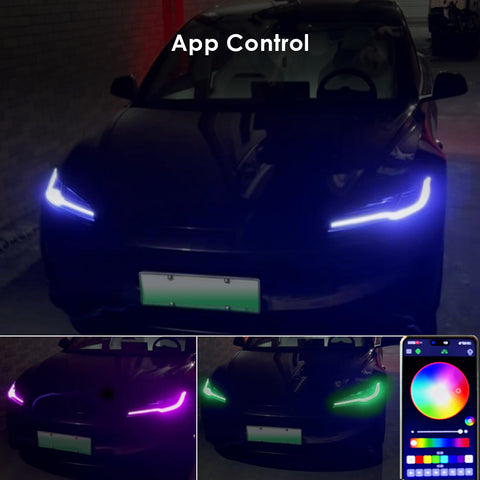 For Tesla Model 3 Highland 2023+ Headlight Daytime Running Light Updated Colorful Lights GT Racing DRL LED Module Upgrade