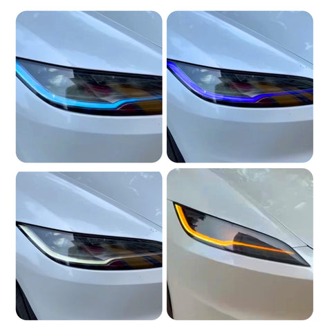 For Tesla Model 3 Highland 2023+ Headlight Daytime Running Light Updated Colorful Lights GT Racing DRL LED Module Upgrade