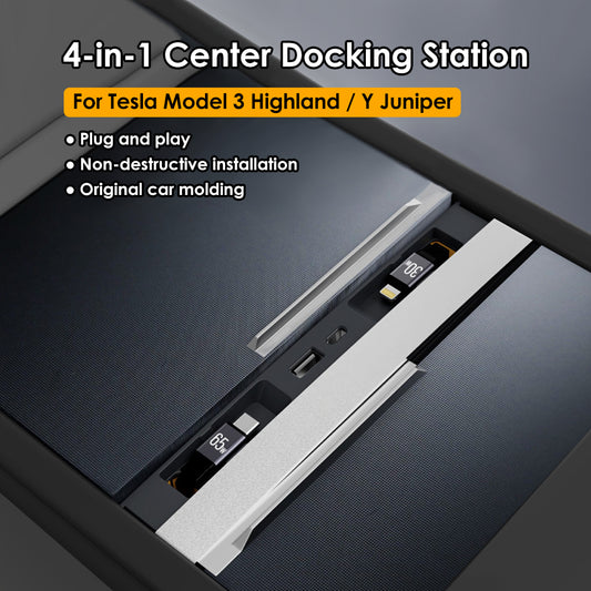 for Tesla Model 3 Highland 4 In 1 USB HUB Docking Station Mobile Phone Fast Charging 65W 30W for Tesla Model Y Juniper