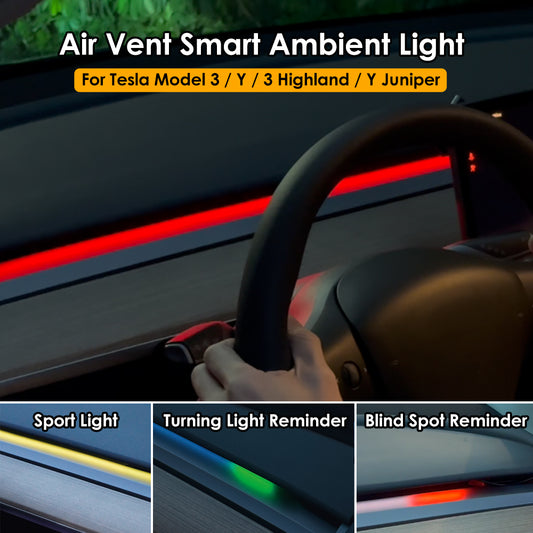 Smart Tesla Air Vent Ambient Lights BSD Blind Spot Detection For Model 3/Y/3 Highland/ Y Juniper Upgrade