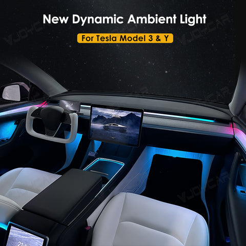 Newest Ambient Light Kit for Tesla Model 3 Y Dynamic Atmosphere Light Door Grab Breathing Lamp Air-vent Stream Seat Back LED