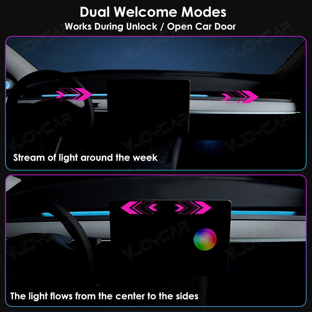 Newest Ambient Light Kit for Tesla Model 3 Y Dynamic Atmosphere Light Door Grab Breathing Lamp Air-vent Stream Seat Back LED