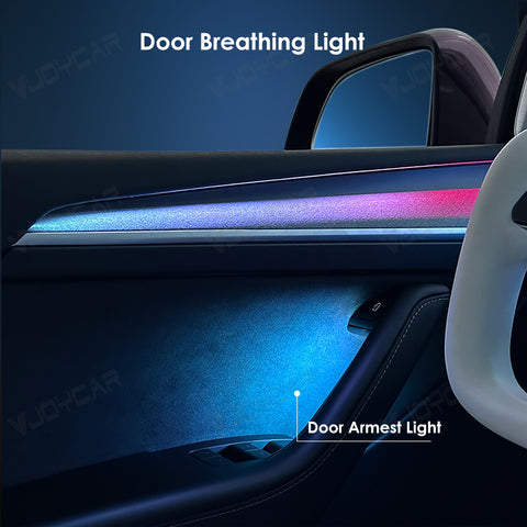 Newest Ambient Light Kit for Tesla Model 3 Y Dynamic Atmosphere Light Door Grab Breathing Lamp Air-vent Stream Seat Back LED