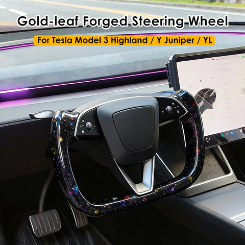 2026 New for Tesla Model 3 Highland Model Y Juniper Colorful Forged Carbon Fiber Yoke Steering Wheel Handle With Heating
