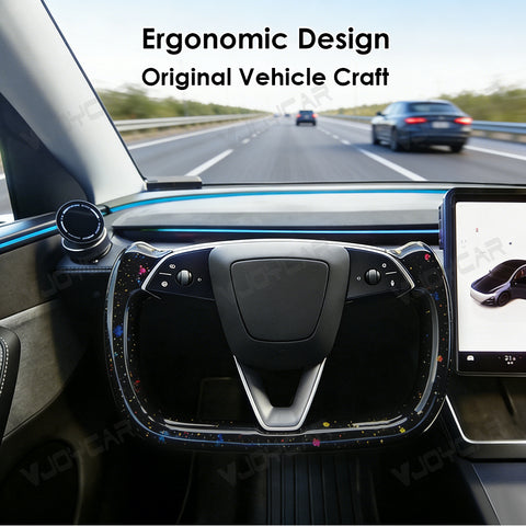 2026 New for Tesla Model 3 Highland Model Y Juniper Colorful Forged Carbon Fiber Yoke Steering Wheel Handle With Heating