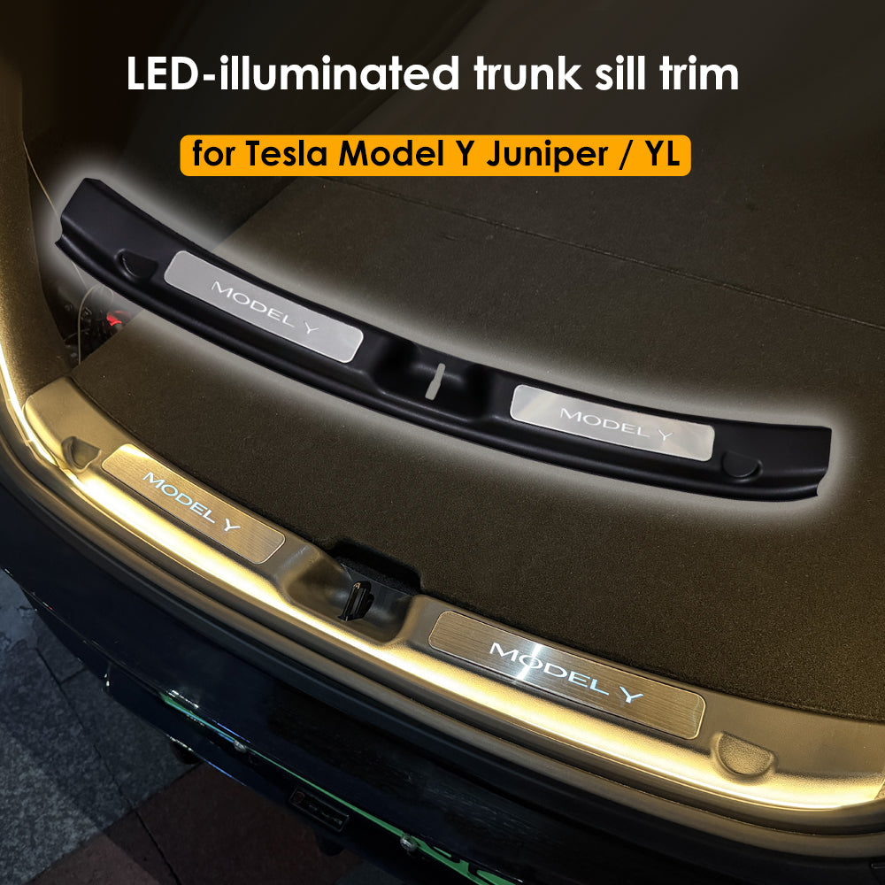 for Tesla Model Y Juniper Model YL Magnetic LED Illuminated Trunk Sill Trim Protection LED Light Auto On Off