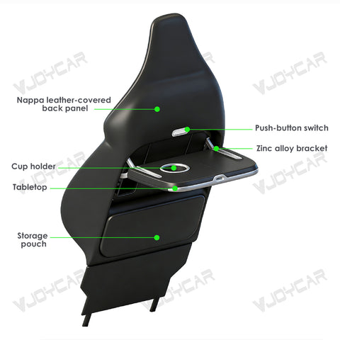 For Tesla Model YL Seat Back Foldable Table Integrated All in One Leather Cover One Button To Open and Fold