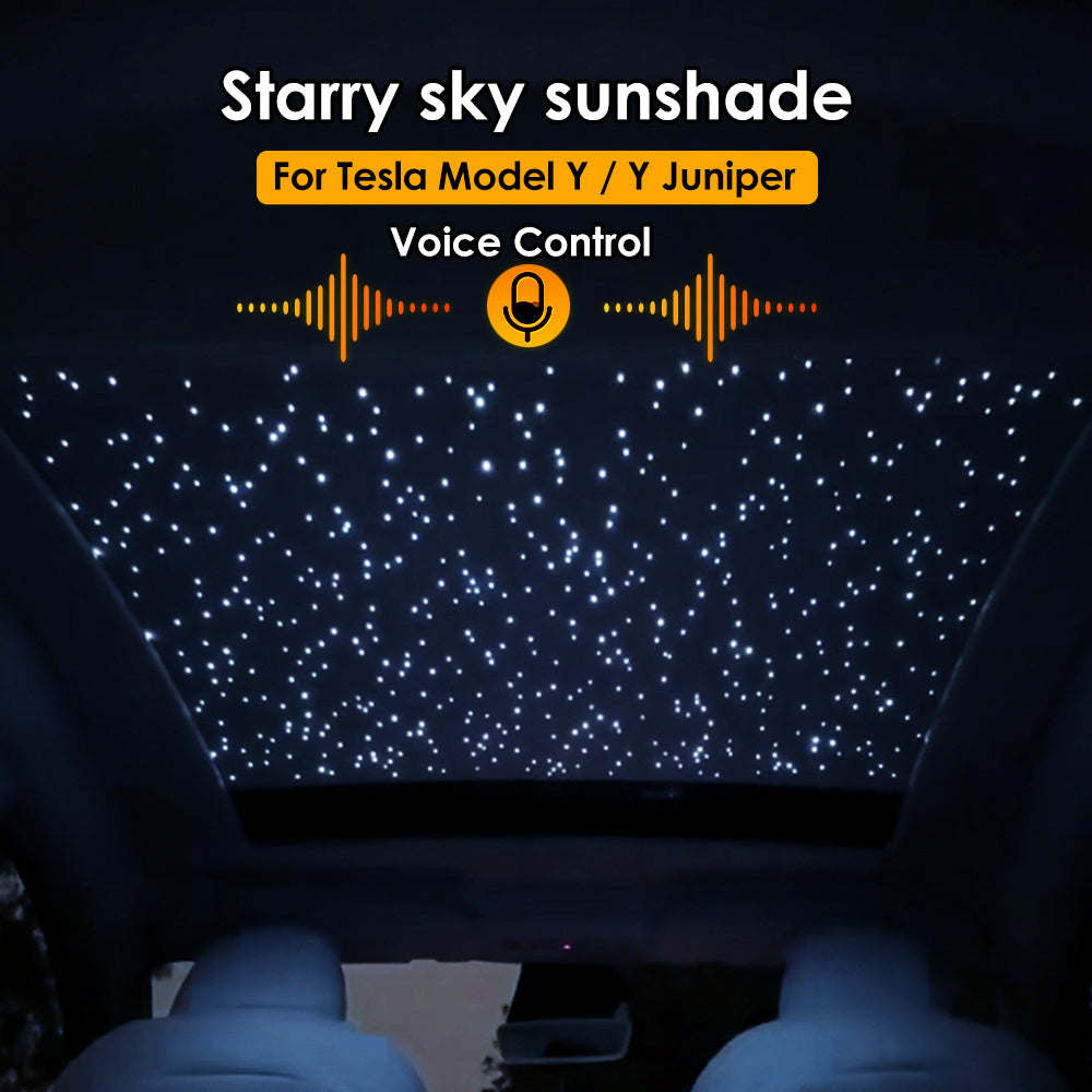 for Tesla Model Y Model Y Juniper Auto Electric Starry Sunshade Roof LED Ambient Light Voice Control