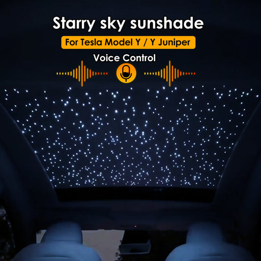 for Tesla Model Y Model Y Juniper Auto Electric Starry Sunshade Roof LED Ambient Light Voice Control