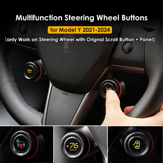 For Tesla Model Y Steering Wheel Button Knobs Physical Switch Door Open Mirror Folding 2021 - 2024