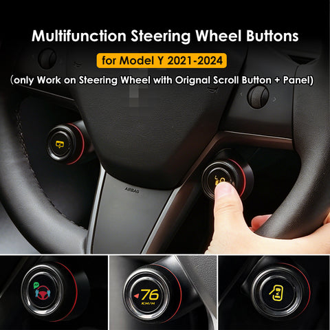 For Tesla Model Y Steering Wheel Button Knobs Physical Switch Door Open Mirror Folding 2021 - 2024