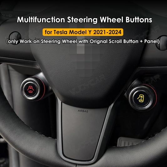 For Tesla Model Y Steering Wheel Button Knobs Physical Switch Door Open Mirror Folding 2021 - 2024