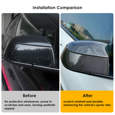 for Tesla New Model Y Juniper YL Performance Ox Horn Dry Carbon Fiber Rearview Mirror Housing Cover