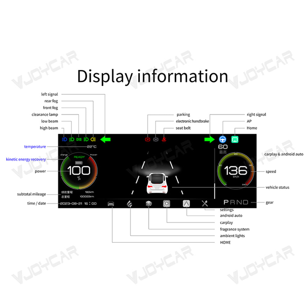 8.8inch Dashboard Display Screen Digital Instrument Cluster for Tesla Model 3 Y 2016-2023