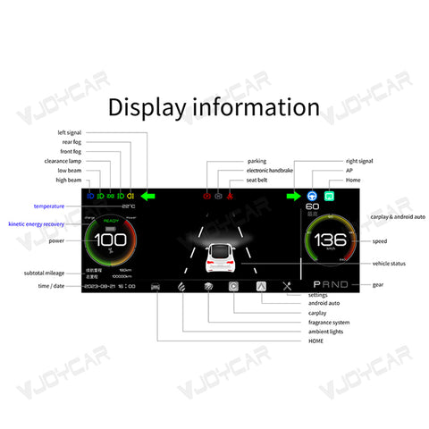 8.8inch Dashboard Display Screen Digital Instrument Cluster for Tesla Model 3 Y 2016-2023