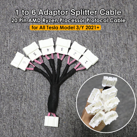 OBD AMD CAN Cable Socket 1 to 6 Splitter Plug Adapter Right Front Door A-pillar Trim Under Rear Conditioner For Tesla Model 3 Model Y