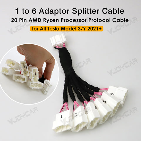 OBD AMD CAN Cable Socket 1 to 6 Splitter Plug Adapter Right Front Door A-pillar Trim Under Rear Conditioner For Tesla Model 3 Model Y