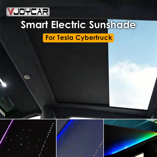 for Tesla Cybertruck Smart Electric Sunshade Roof with Button Control + Voice Control + Rainbow LED Ambient Lights + Optional Starry Roof