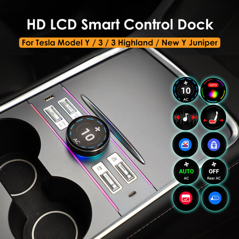 Estación de acoplamiento de consola central con puerto USB y pantalla LCD inteligente y multifuncional para el modelo 3 y el modelo Y de Tesla