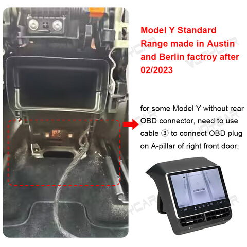 VJOYCAR 8.8inch 4K HD Rear Display for Tesla Model Y 3 WIFI Entertainment Screen Qualcomm Chip Adjustable 4-Direction Airlet