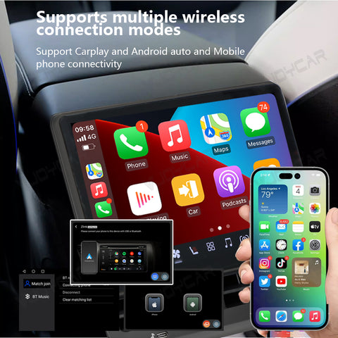VJOYCAR 8.8inch 4K HD Rear Display for Tesla Model Y 3 WIFI Entertainment Screen Qualcomm Chip Adjustable 4-Direction Airlet