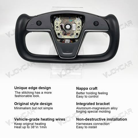 New For Tesla Model X Model S Yoke Steering Wheel Pre-built Scroll Button Heating Cable Panel Horn Cover