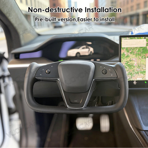 New For Tesla Model X Model S Yoke Steering Wheel Pre-built Scroll Button Heating Cable Panel Horn Cover