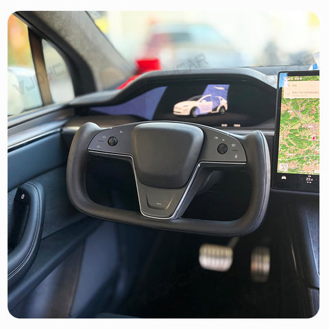 New For Tesla Model X Model S Yoke Steering Wheel Pre-built Scroll Button Heating Cable Panel Horn Cover