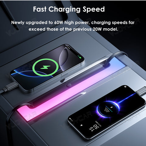 for Tesla Model Y Juniper 3 Highland Center Console Hub Mobile Phone Fast Charging Retractable Cord 60W 60W