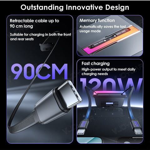 for Tesla Model Y Juniper 3 Highland Center Console Hub Mobile Phone Fast Charging Retractable Cord 60W 60W