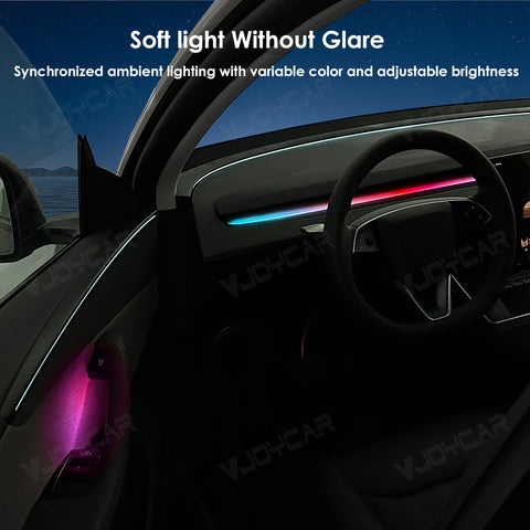 for New Tesla Model Y Juniper Dynamic Ambient Light Atmosphere Lighting Kit Door Grab Breathing Lamp Air-vent Stream Seat Back APP Control