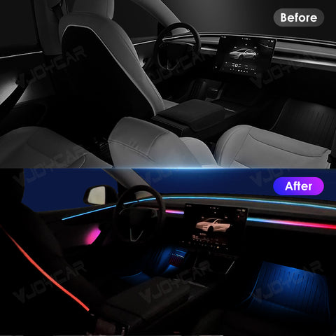 for New Tesla Model Y Juniper Dynamic Ambient Light Atmosphere Lighting Kit Door Grab Breathing Lamp Air-vent Stream Seat Back APP Control