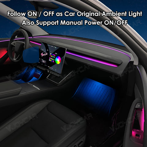 for New Tesla Model Y Juniper Dynamic Ambient Light Atmosphere Lighting Kit Door Grab Breathing Lamp Air-vent Stream Seat Back APP Control
